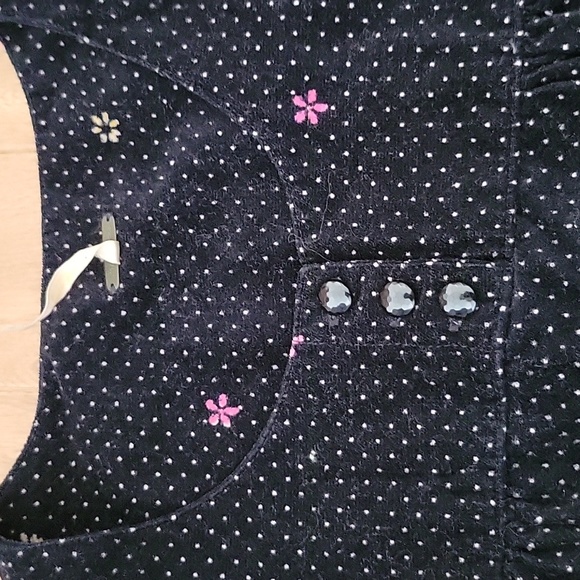 Free People Velvet Black Print Top with Sheer Trumpet Bell Sleeve Black 8 - Picture 4 of 10